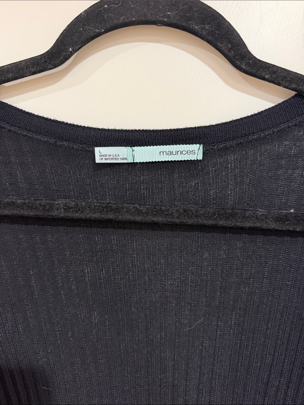 Maurices Black Ribbed Open Cardigan Lightweight Layer - Picture 3 of 4